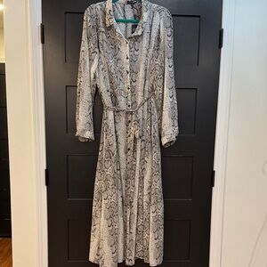 Fashion Nova Neutral Snake-Print Long Sleeve Midi Dress